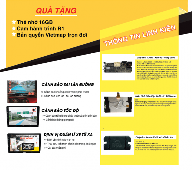 Thông tin linh kiện rõ ràng màn DVD Kovar