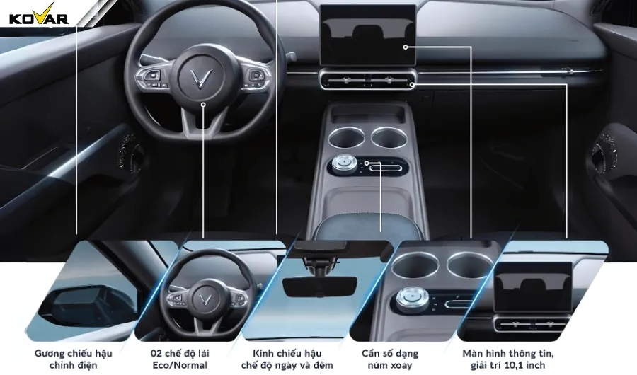 VinFast Limo Green có thiết kế nội thất rộng rãi, đầy đủ tiện nghi