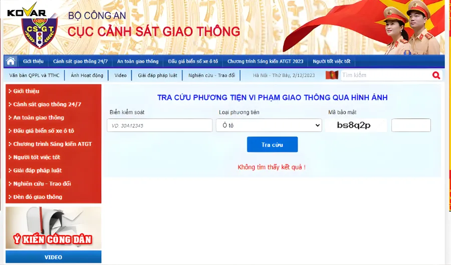 Tra cứu phạt nguội 2025 trên website Cục Cảnh sát giao thông