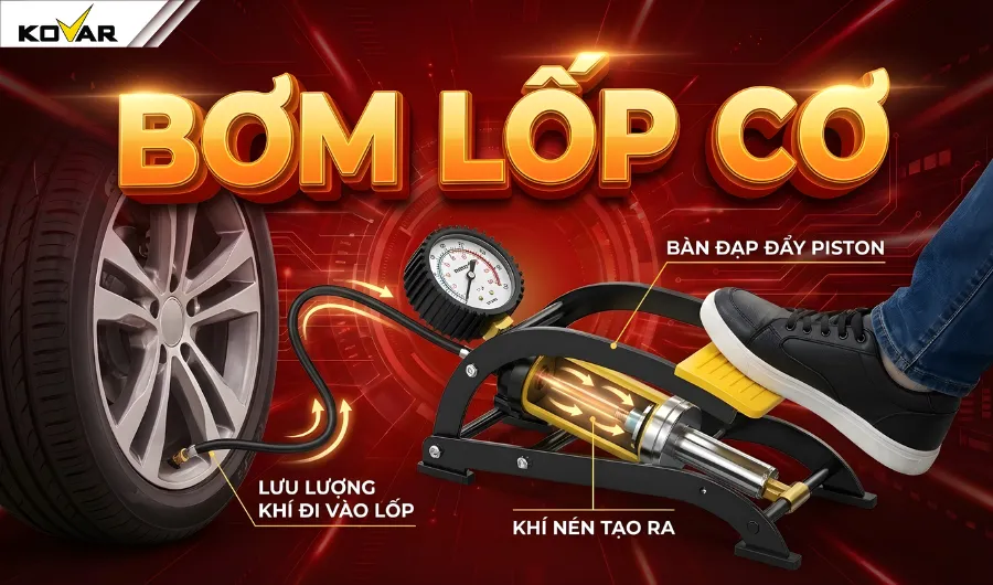 Bơm lốp đạp chân (Bơm cơ)