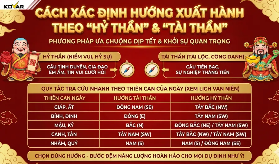 Cách xác định hướng xuất hành theo “Hỷ Thần” và “Tài Thần”