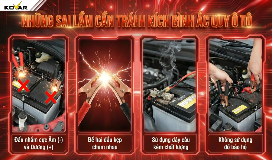 Những sai lầm "chết người" cần tránh khi kích bình ắc quy