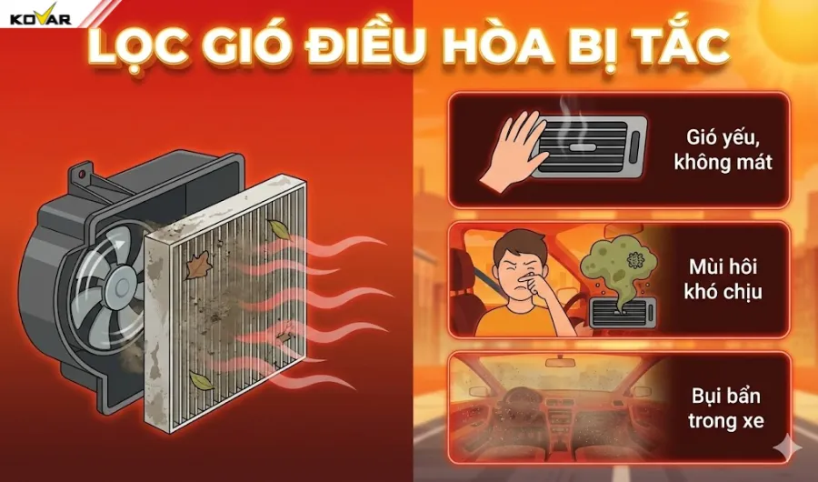 Lọc gió điều hòa bị tắc