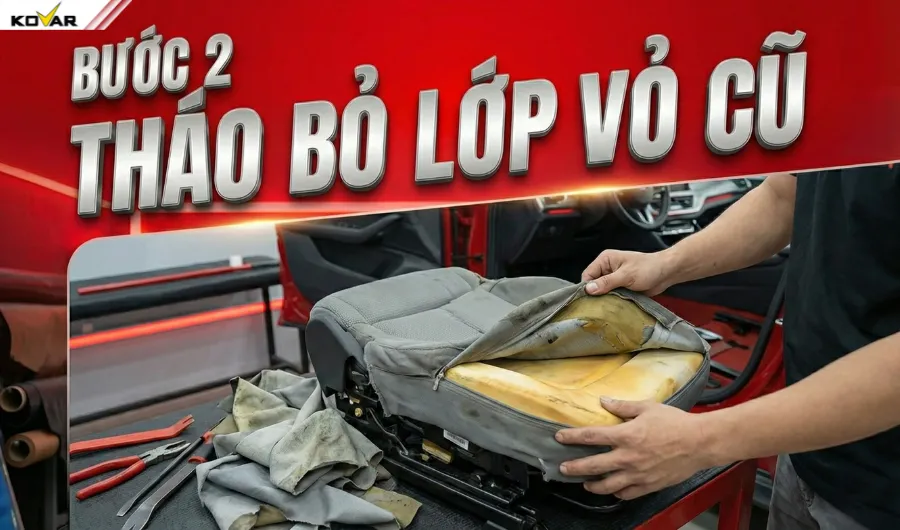 Bước 2-Tháo bỏ lớp vỏ cũ (hoặc bọc trùm)