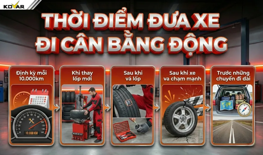 Thời điểm đưa xe đi cân bằng động